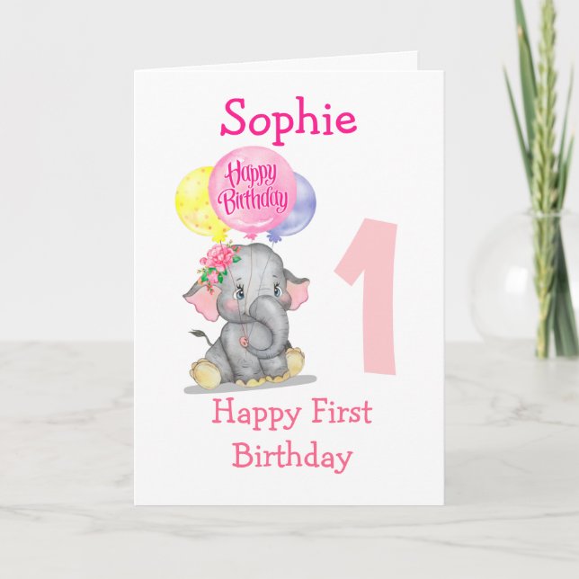   A Special 1st Birthday Card for Your Little Girl (Front)