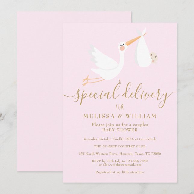 A Special Delivery Baby Couples Shower / Sprinkle Invitation (Front/Back)