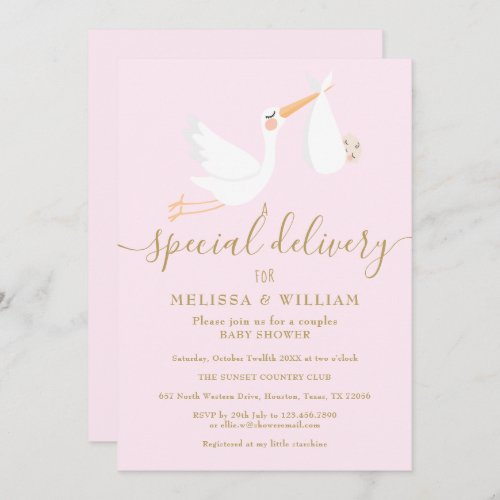 A Special Delivery Baby Couples Shower  Sprinkle Invitation