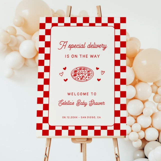 A Special Delivery Pizza Baby Shower Welcome Sign (Creator Uploaded)