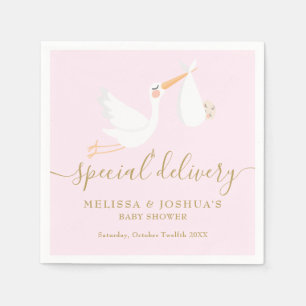 A Special Delivery Stork Baby Shower/Sprinkle Napkins