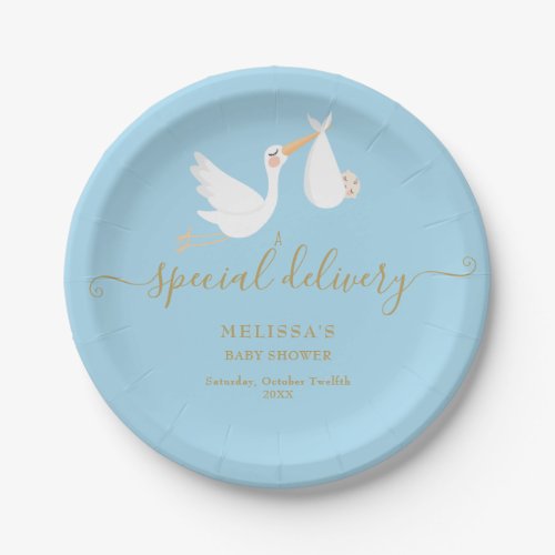 A Special Delivery Stork Baby Shower  Sprinkle Paper Plates