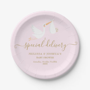 A Special Delivery Stork Baby Shower/Sprinkle Paper Plates