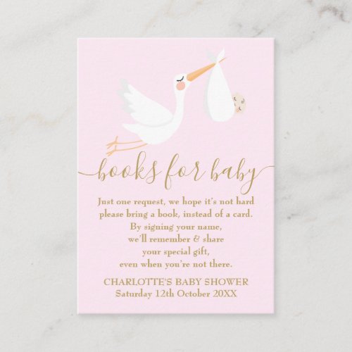 A Special Delivery Stork Book Request Baby Shower Enclosure Card