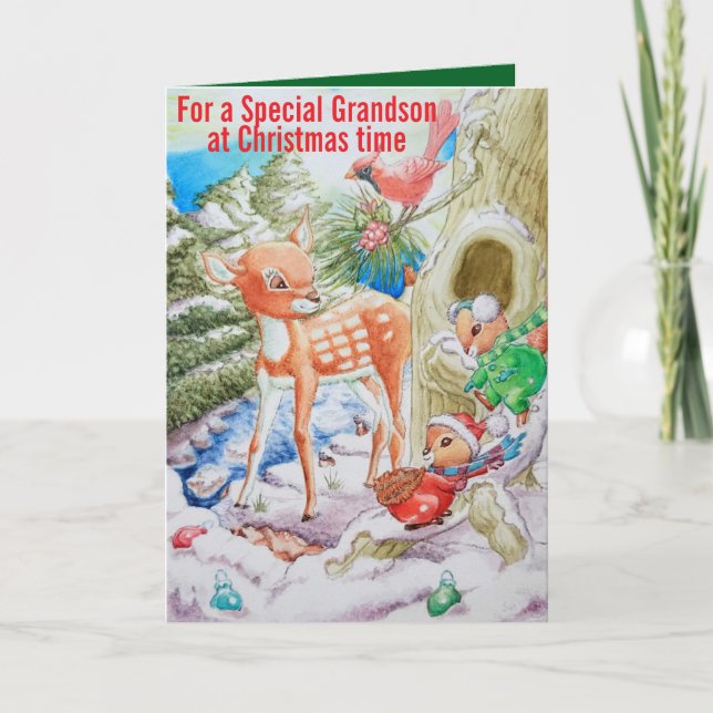 A Special Grandsons Christmas Greeting Card  (Front)