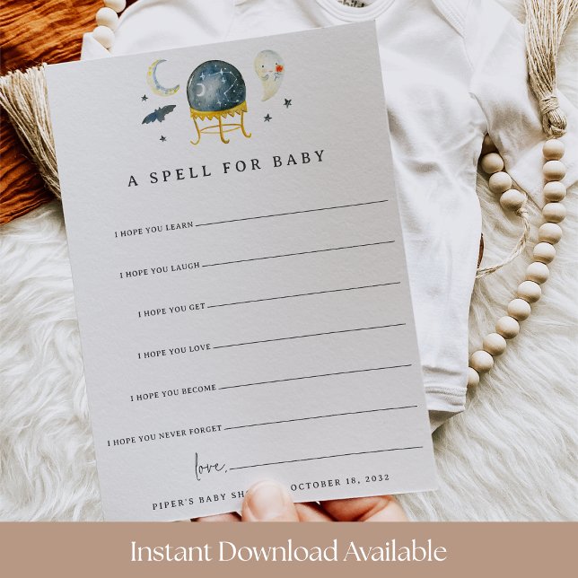 A Spell for Baby Halloween Baby Shower Wishes Card (Creator Uploaded)