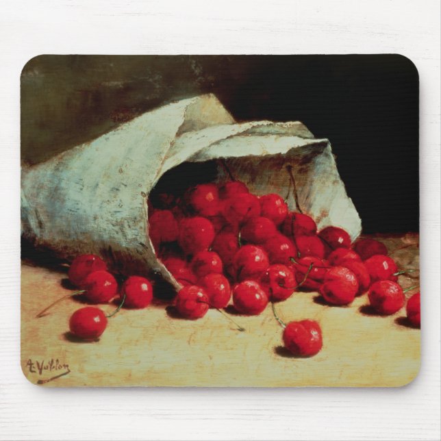 A spilled bag of cherries mouse pad (Front)