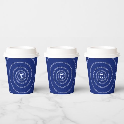 A sPIral for Pi on Blue Paper Cups