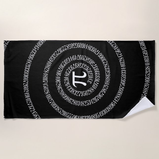 A Spiral of Pi Graphic on a Beach Towel (Front)