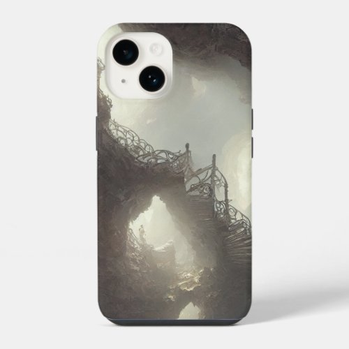 a spiral staircase underground leads down iPhone 14 case