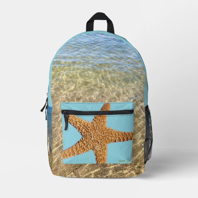 A splash of a backpack.  printed backpack (Front)