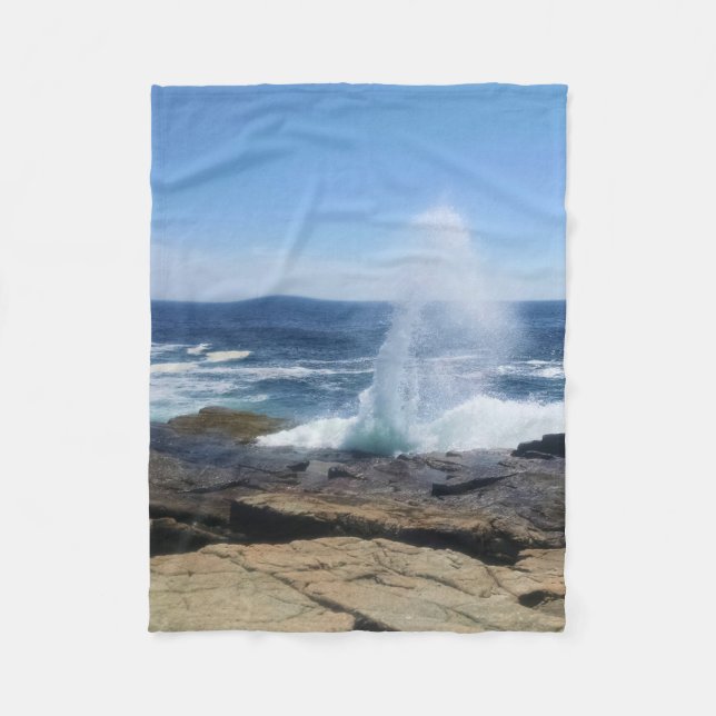 A Splash of Adventure at Schoodic Point Fleece Blanket (Front)