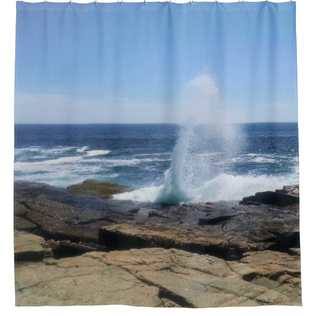 A Splash of Adventure at Schoodic Point Shower Curtain (Front)