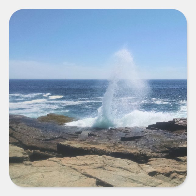 A Splash of Adventure at Schoodic Point Square Sticker (Front)