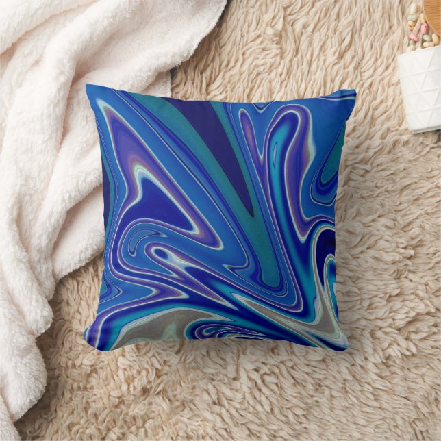 A Splash of Blue Throw Pillow (Blanket)