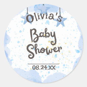 A Splash of Joy: Watercolor Baby Shower  Classic Round Sticker