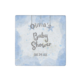 A Splash of Joy: Watercolor Baby Shower Stone Magnet