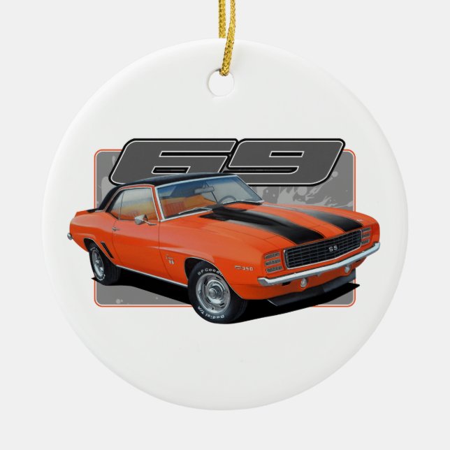 A Splash of Orange Camaro Ceramic Ornament (Front)