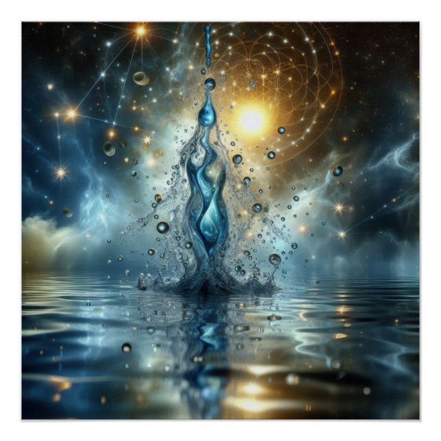 A Splash Of Pure Clean Water On A Blue Lake Poster (Front)