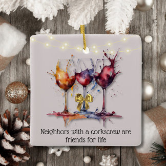 A Splash of Wine Watercolor Neighborhood Ceramic Ornament