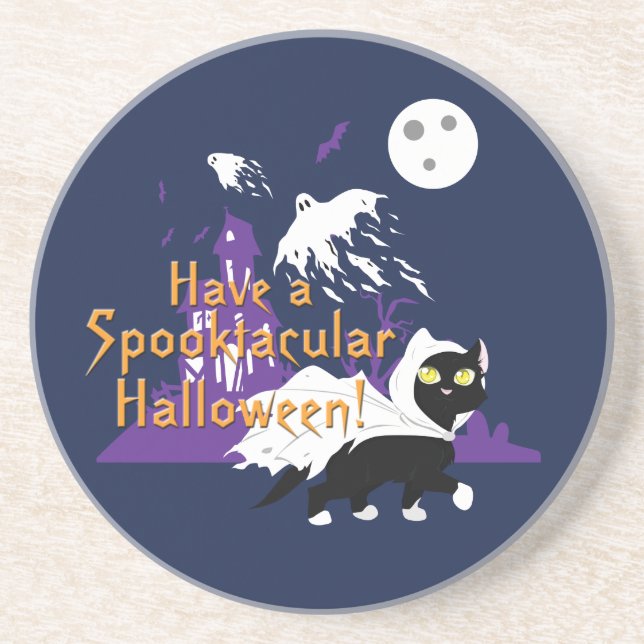 A Spooktacular Halloween Sandstone Coaster (Front)