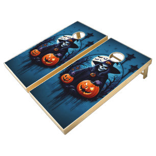 A spooky Halloween scene Cornhole Set