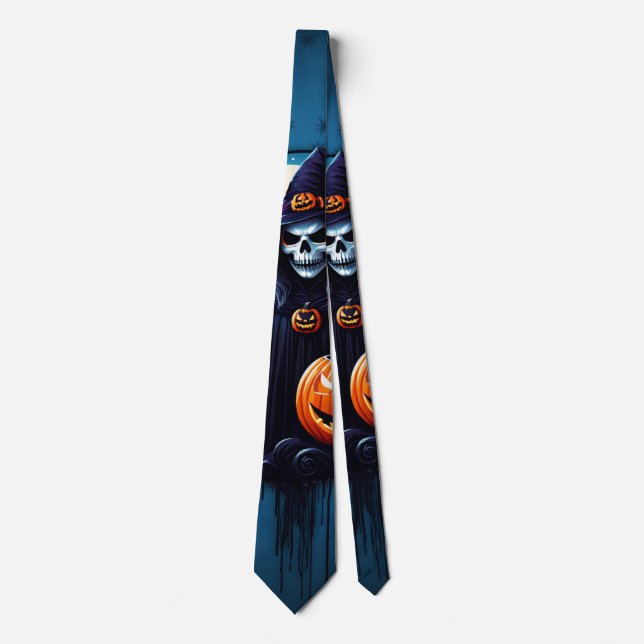 A spooky Halloween scene Neck Tie (Front)