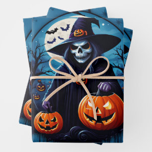 A spooky Halloween scene Wrapping Paper Sheets