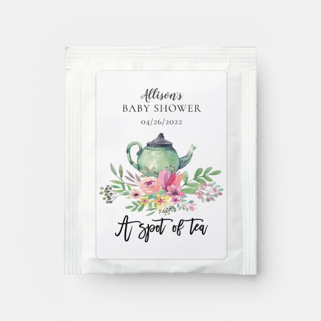A Spot of Tea Teapot Baby Shower Tea Bag Drink Mix (Front)