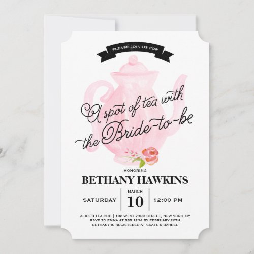 A Spot of Tea with the Bride_to_be  Bridal Shower Invitation