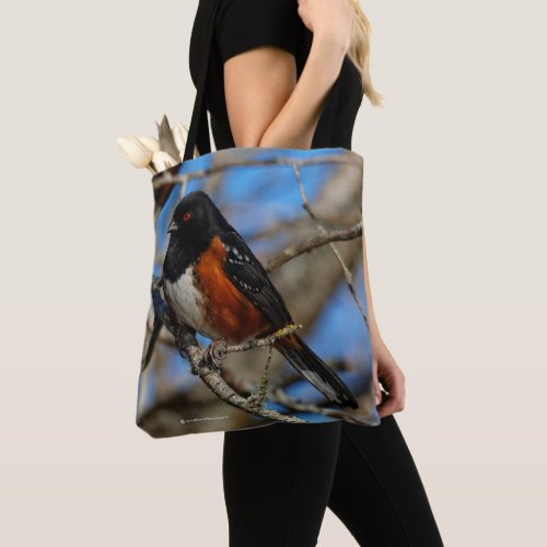 A Spotted Towhee in a Tree Tote Bag