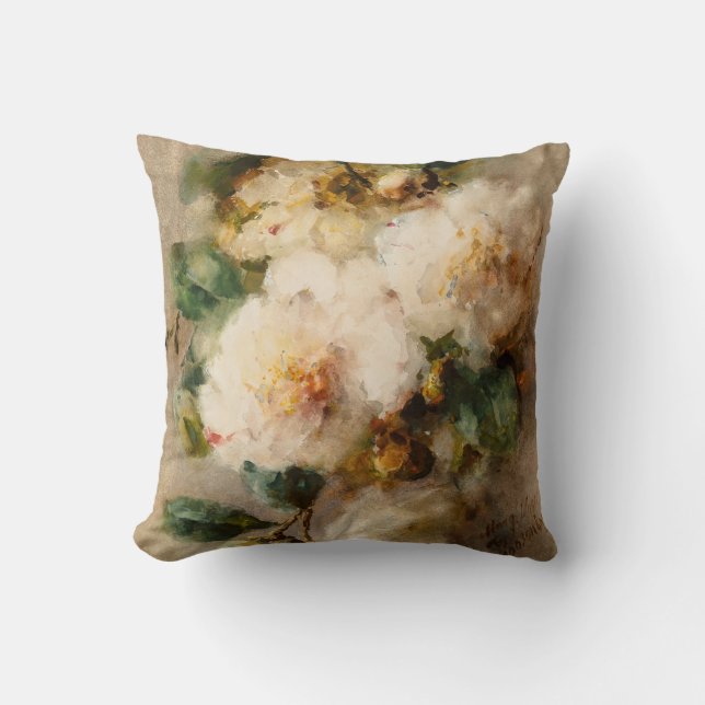 A spray of camellias by  M. Roosenboom Throw Pillow (Front)