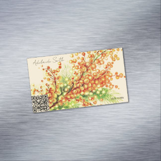 a spring branch of mimosa, bright, yellow business card magnet