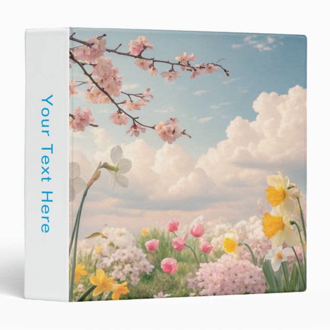 A Spring Floral Background 3 Ring Binder (Front/Spine)