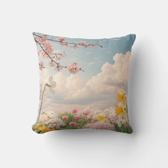 A Spring Floral Background Throw Pillow (Front)