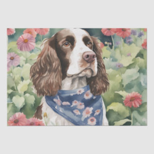 : A Springer Spaniel's in Flowers Decoupage Tissue Paper