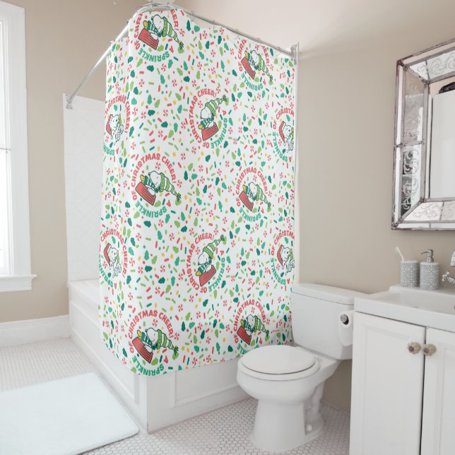 A Sprinkle of Christmas Cheer Pattern Shower Curtain (In Situ)