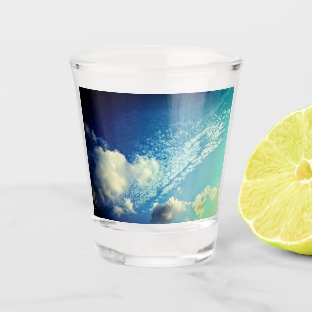 A sprinkling of clouds shot glass (Front)
