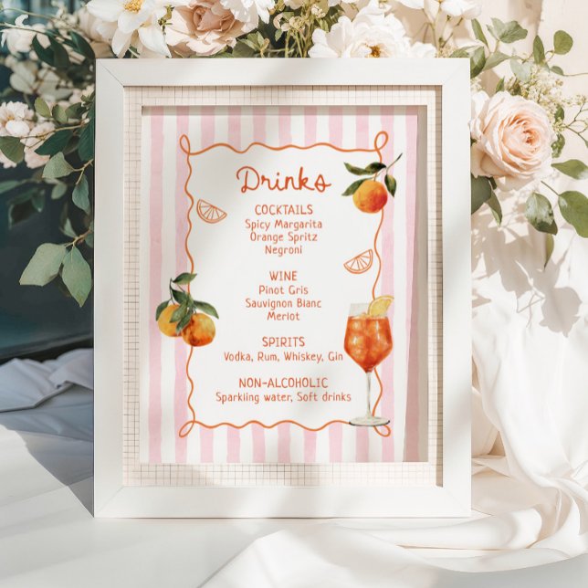 A Spritz Older Hand Drawn Drinks Menu Poster (Creator Uploaded)