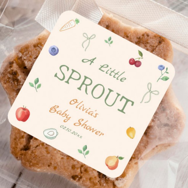 A Sprout Baby Shower Square Sticker (Creator Uploaded)