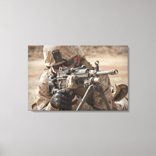 A squad automatic weapon gunner provides securi canvas print
