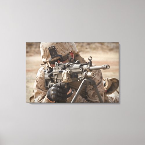 A squad automatic weapon gunner provides securi canvas print