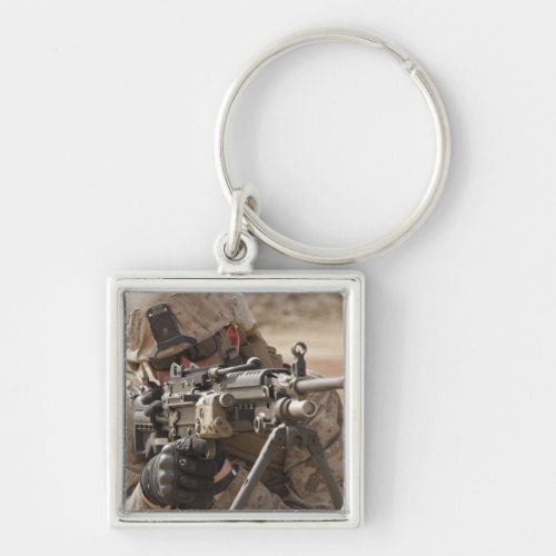 A squad automatic weapon gunner provides securi keychain
