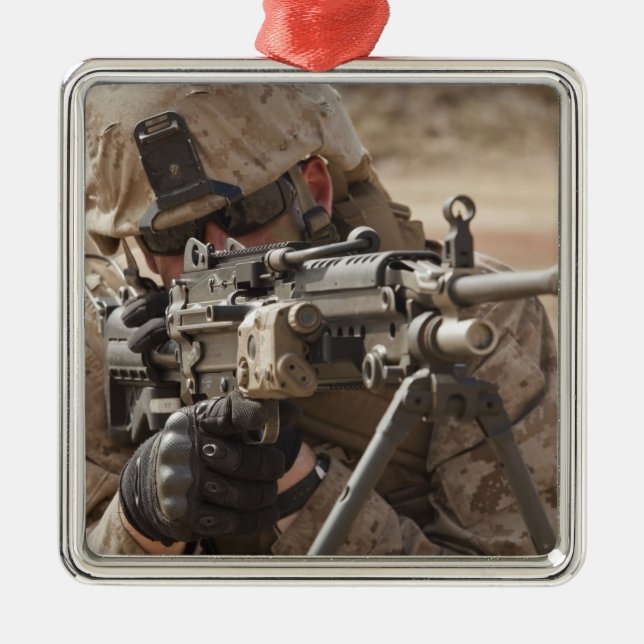 A squad automatic weapon gunner provides securi metal ornament (Front)