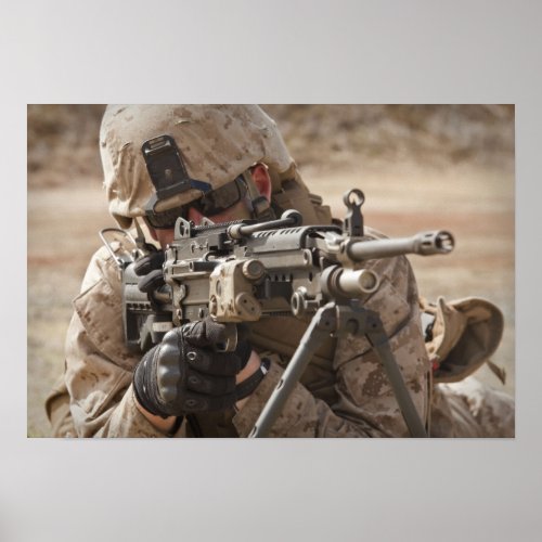 A squad automatic weapon gunner provides securi poster