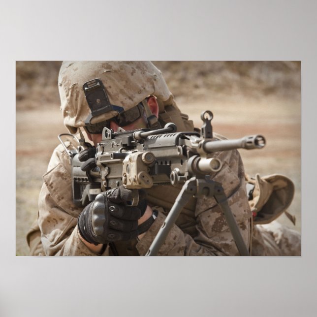A squad automatic weapon gunner provides securi poster (Front)