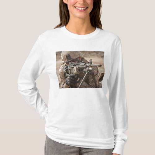 A squad automatic weapon gunner provides securi T_Shirt