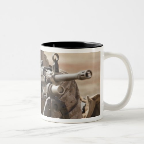 A squad automatic weapon gunner provides securi Two_Tone coffee mug