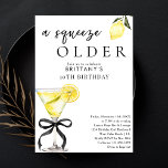 A Squeeze Older Lemon Drop Martini 30th Birthday Invitation<br><div class="desc">A Squeeze Older Lemon Drop Martini Any Age Birthday - A branch off of "A Tini Bit Older" themed but with lemon drop martini or limoncello martini. Celebrate her 30th birthday in style with this coquette black bow lemon drop martini birthday party invitation for her with crisp, white background and...</div>