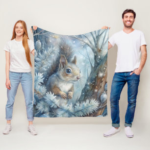 A Squirrel in Winter Fleece Blanket